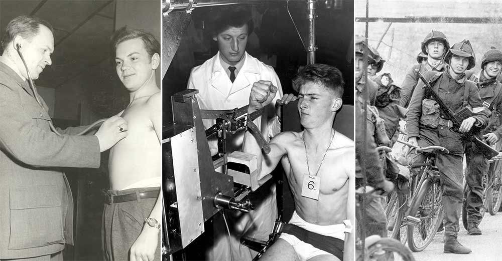 Tuffare förr. Fråga vilken lumpare som helst – och de kommer att berätta hur mycket tuffare värnplikten var på deras tid. Se här vilka spänstiga gossar som krävdes i forna tider! Och på den svartvita tiden var de så spänstiga att det gick bra att cykla i stället för att åka bil.