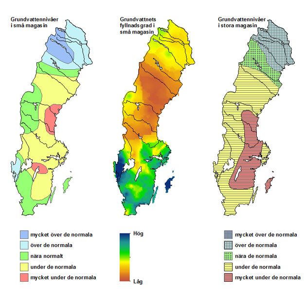 Vattennivåerna mars 2017. Grafik: SGU.