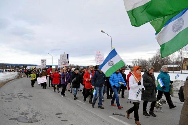 Manifestation mot brytning i Oviken i Jämtland 2014.