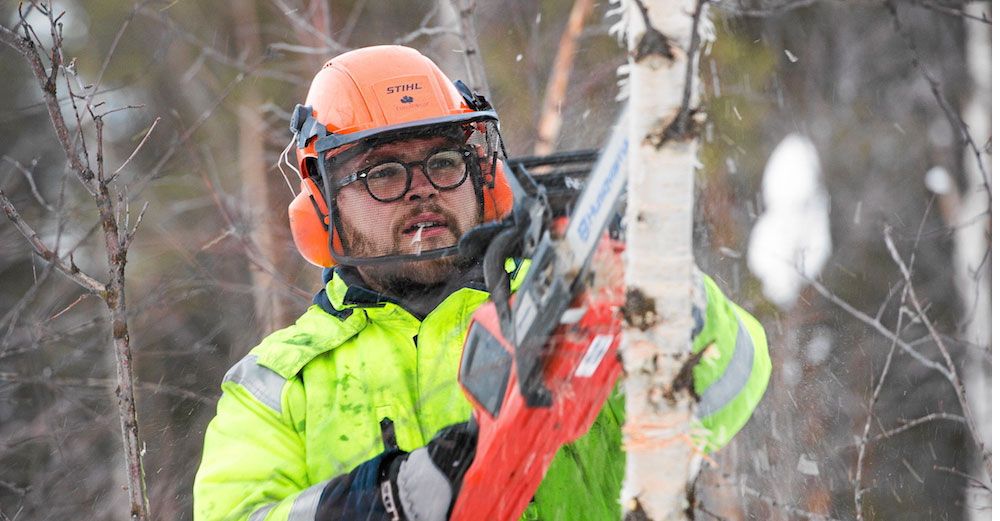 Hans sågar finfin tornedalsk björk, som ger grillkol av extra bra kvalitet.