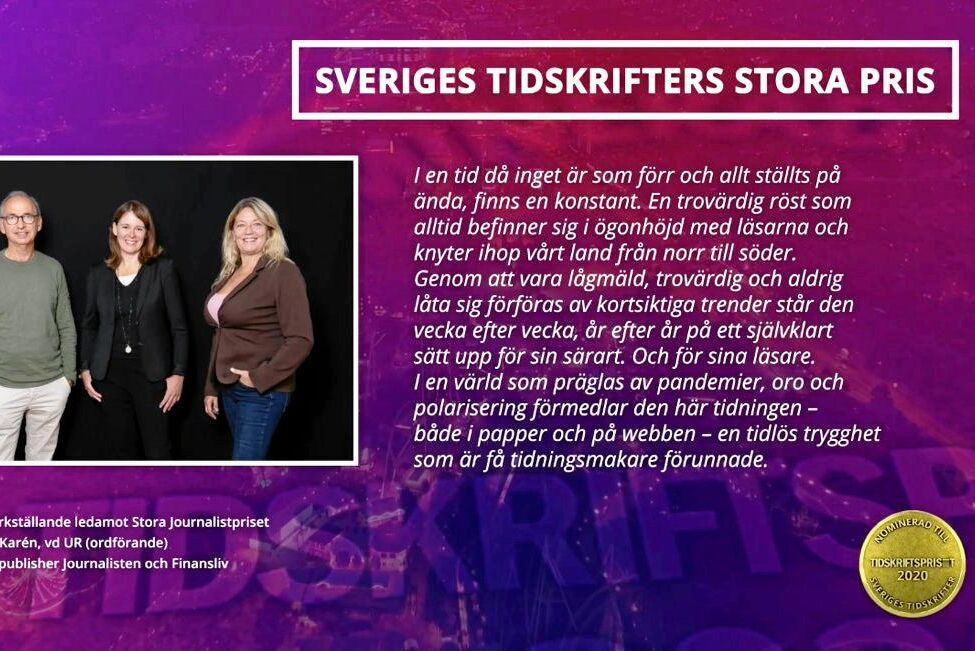 Motiveringen till priset.