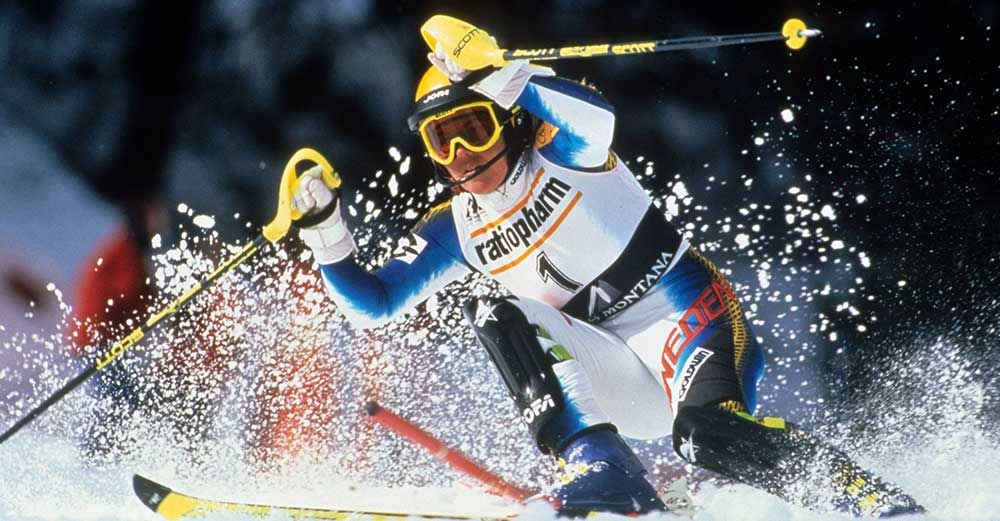 Pernilla Wiberg under alpina världscupen och året är 1996.