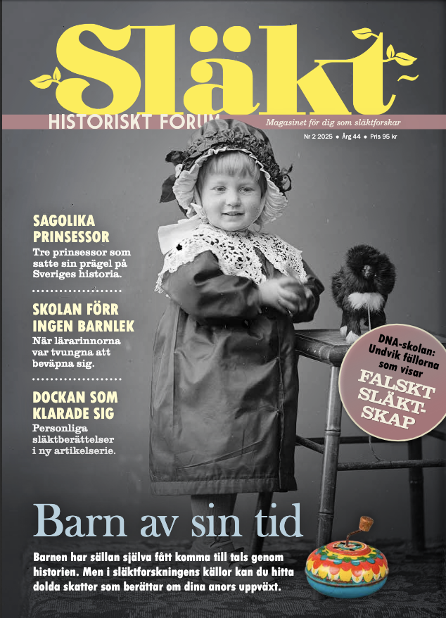 Omslag till tidskriften Släkt med gammalt porträtt av barn i folkdräkt