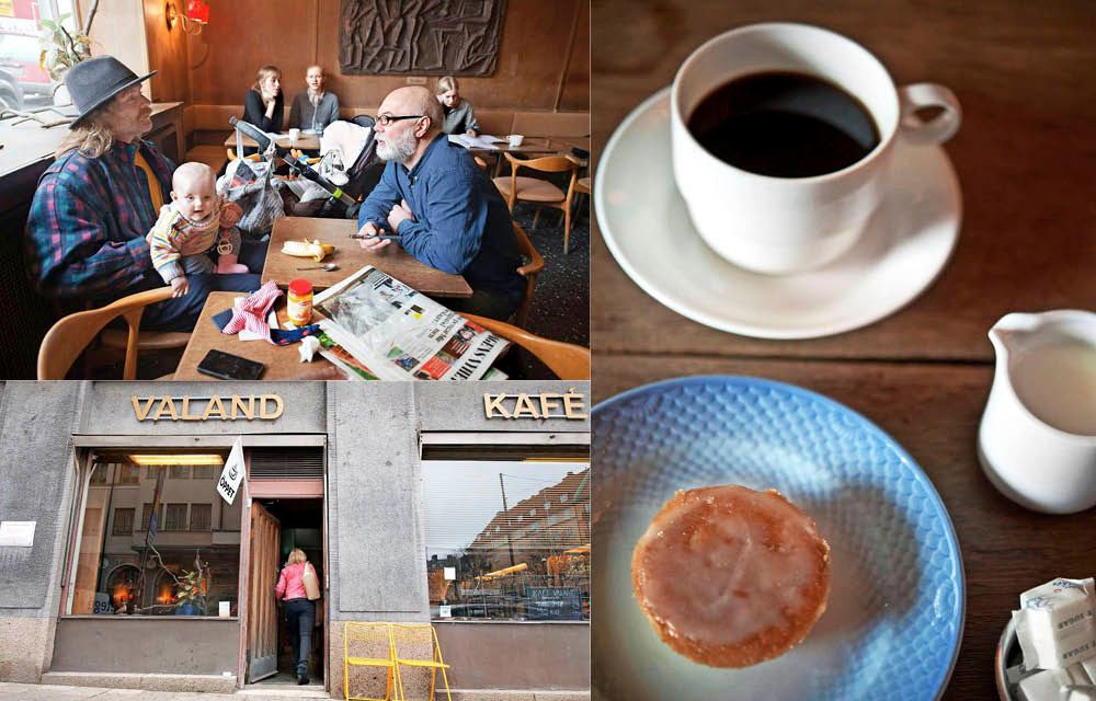 Klassisk fika. Här får du vanligt bryggkaffe och en bakelse, inga rasslande espressomaskiner eller kollosala muffins. Överallt hittar man vackra detaljer.