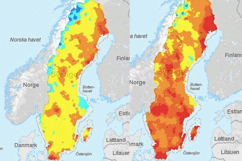 På SMHI:s kartor för brandrisk i landet är det dramatiska förändringar som förutspås under de närmaste dagarna.