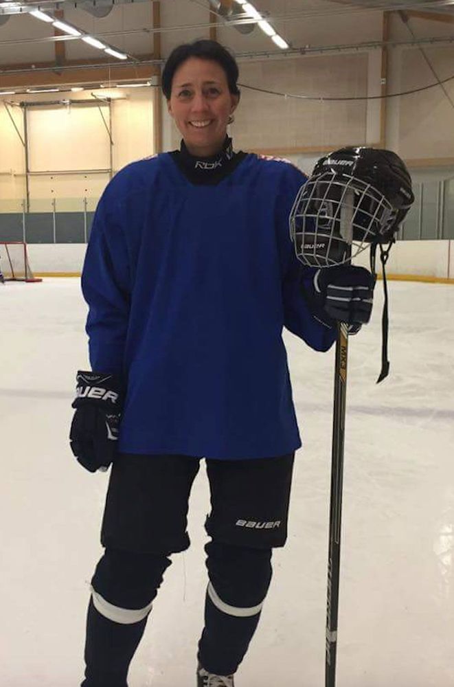Gabrielle Moritz efter ett ishockeypass på 60 minuter.