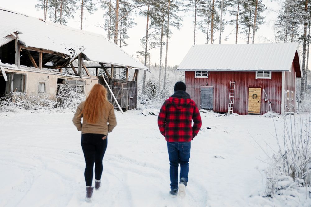 Den gamla ladan har nästan rasat ihop men uthuset är nyrenovererat och ska användas till hönshus, bland annat.