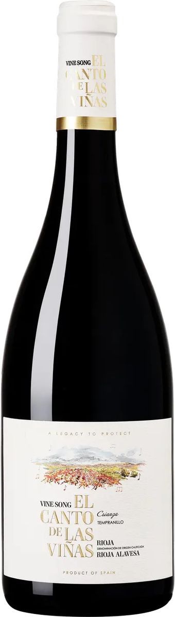 Flaska El Canto de las Vinas Rioja tempranillo med ljus, elegant etikett
