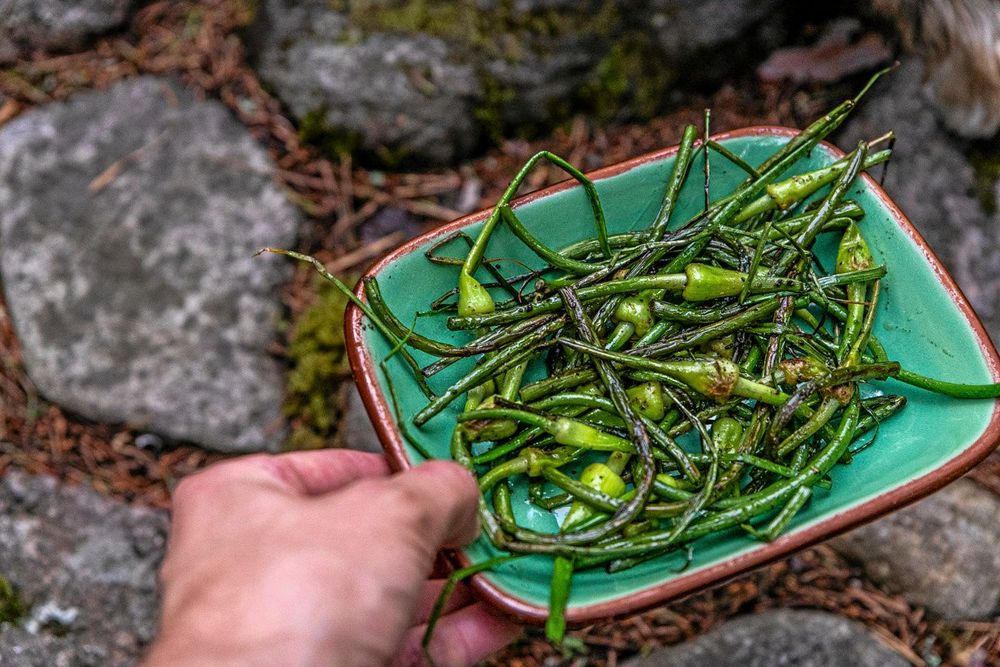 Stekta vitlöksknoppar blir godis hemma hos Farbror Grön.