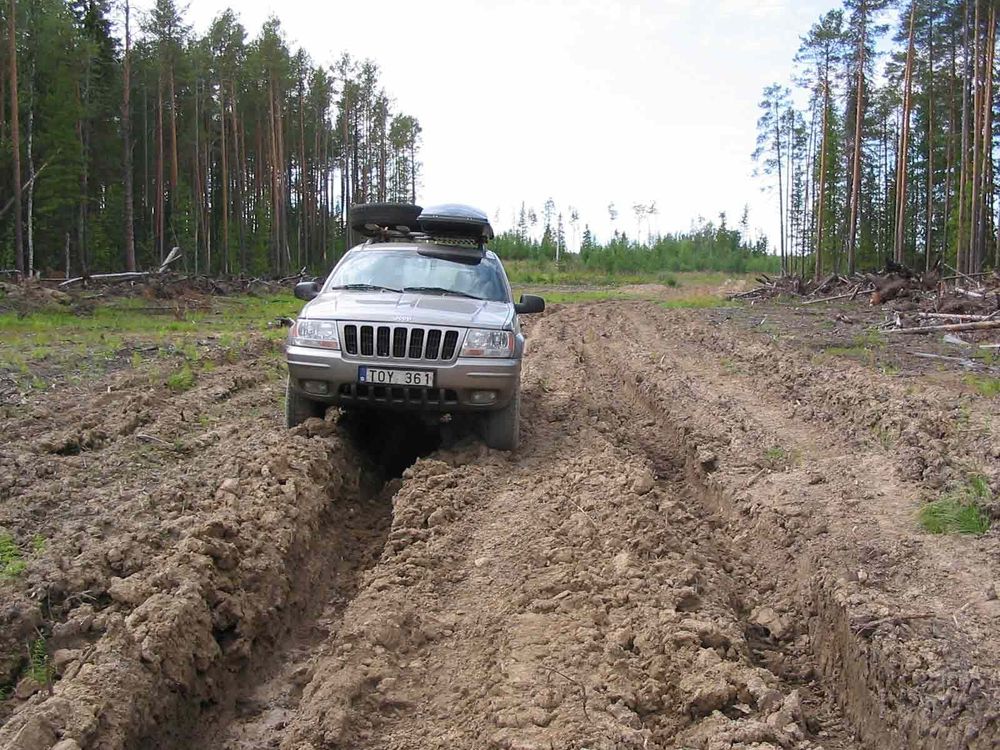 På den över tusen mil långa bilresan tur och retur till Sibirien varierade vägarnas kondition. En gång fick bilen lastas på tåg.